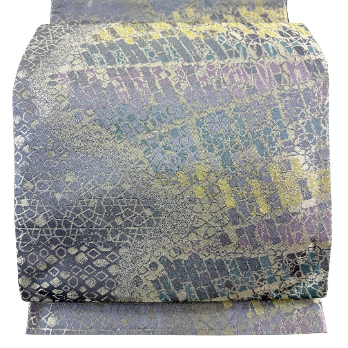 【美品】 袋帯 名品 幾何学模様 灰茶 全通 正絹 【中古】 12,008円