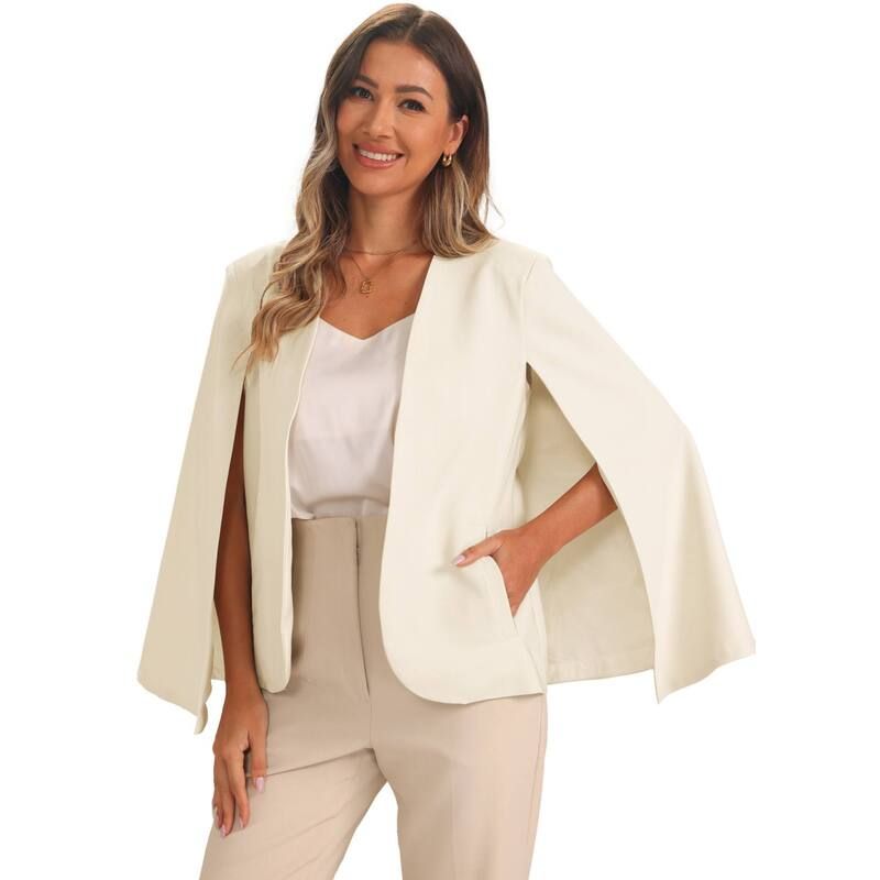 アレグラ ケー レディース アウター ジャケット・ブルゾン ケープデザイン コート ブレザー キャップ ケープ ALLEGRA K Cape Sleeve Blazer For Womens Busi