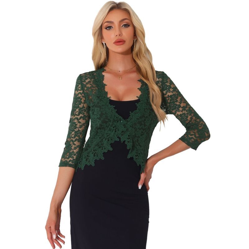 アレグラ ケー レディース アウター ニット・セーター フラワー柄 カーディガン レース フラワー ALLEGRA K Floralace Shrugs For Womens Evening 34 S