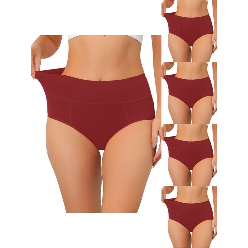 アレグラ ケー レディース アンダーウェア パンツ ハイウエスト プラスサイズ コットン ALLEGRA K 5 Packs Womens Cotton High Waist available In