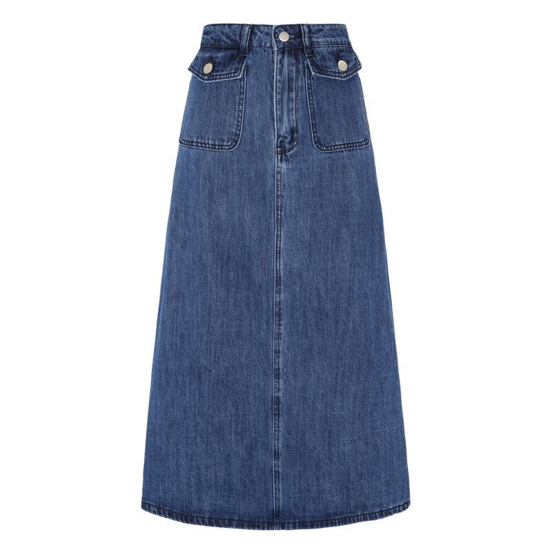 アレグラ ケー レディース ボトムスカート A ライン デニム ALLEGRA K Long Denim Skirt for Womens Casual High Waisted Flapocket