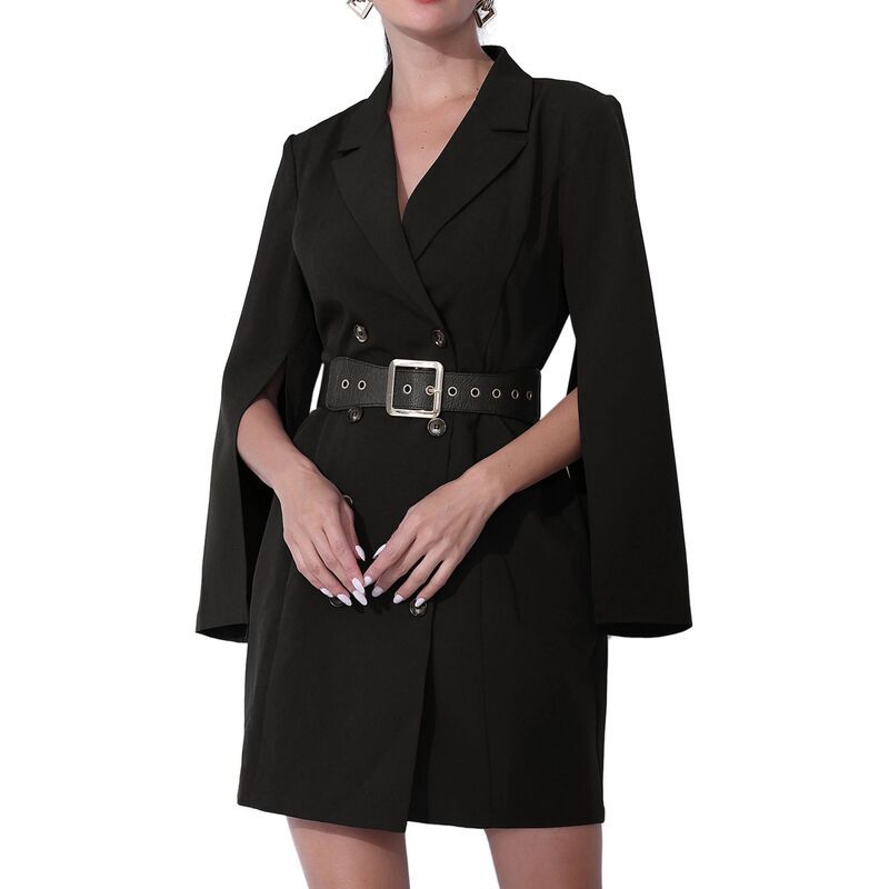 アレグラ ケー レディース トップス ワンピース ボタンダウン ブレザー ALLEGRA K Womens Elegant Slit Sleeve Button Down Work Office Be