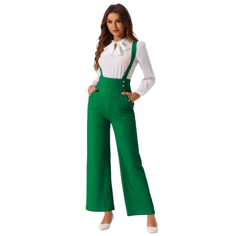 アレグラ ケー レディース トップス ワンピース ワイドレッグ オーバーオール ジャンプスーツ ALLEGRA K Casual Office Overall for Womens Adjustabl
