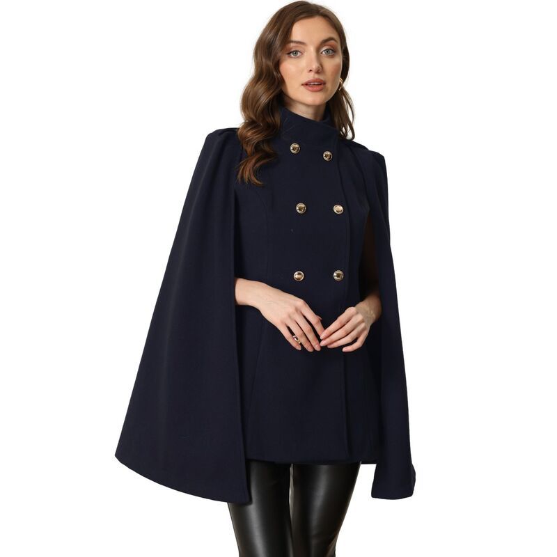 アレグラ ケー レディース アウター ジャケット・ブルゾン コート ALLEGRA K Womens Winter Slit Sleeve Double Breasted Cloak Coat Dar
