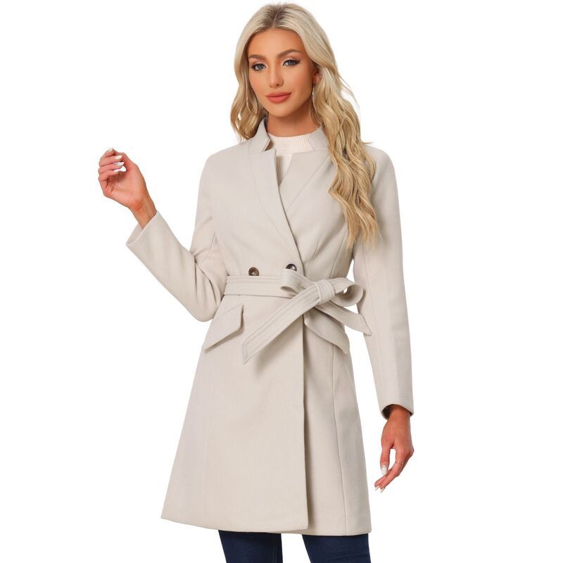 アレグラ ケー レディース アウター ジャケット・ブルゾン ヴィンテージ コート ALLEGRA K Vintage Belted Coat for Womenstand Collar Winter