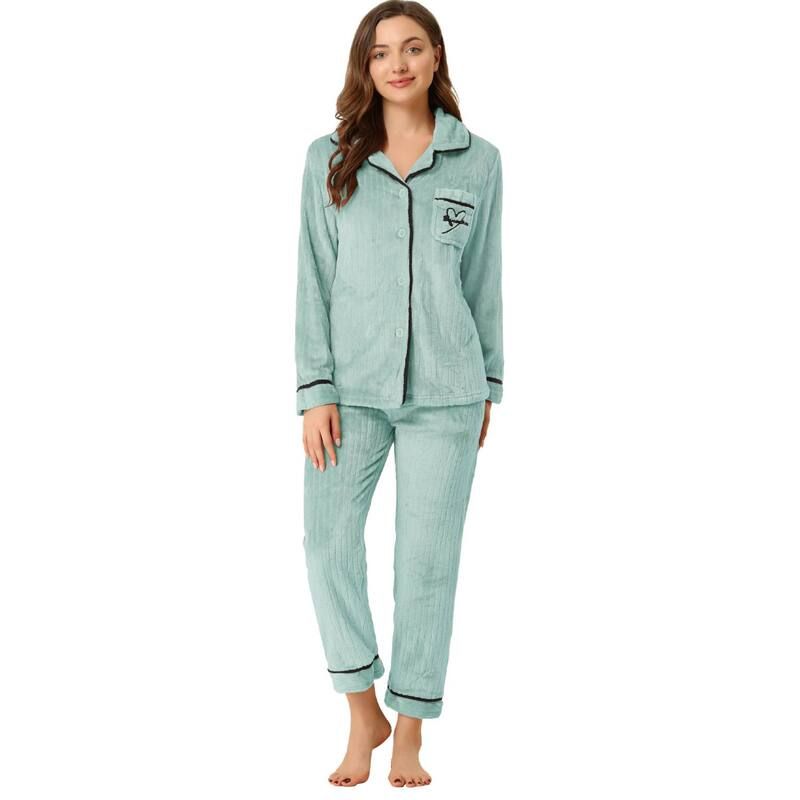 アレグラ ケー レディース アンダーウェア ナイトウェア ボタンダウン ALLEGRA K Womens Pajama Setsleepwear Button Down Soft Night Suit
