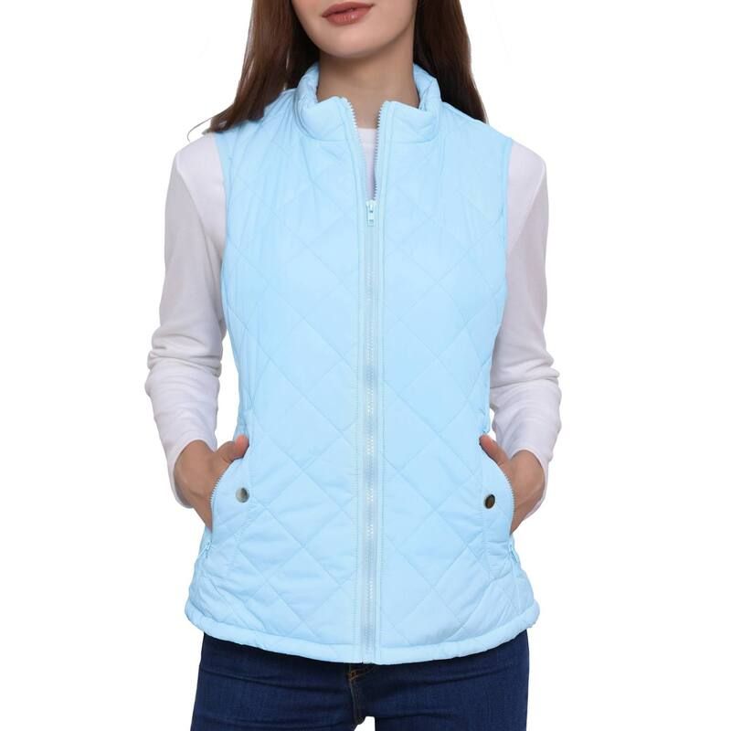 アレグラ ケー レディース アウター ジャケット・ブルゾン キルティング ベスト ジレ ALLEGRA K Womenstand Collar Lightweight Gilet Quilted Zi
