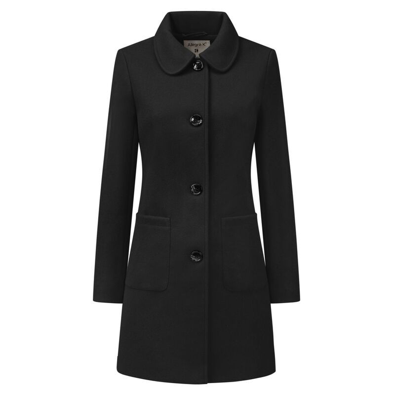 アレグラ ケー レディース アウター ジャケット・ブルゾン コート ダウン ALLEGRA K Womens Turn Down Collar Single Breasted Winter Mid L
