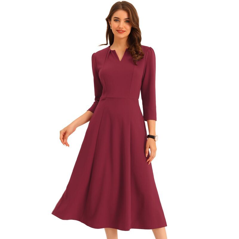 アレグラ ケー レディース トップス ワンピース Vネック A ライン ALLEGRA K Womens Work Officelegant 34 Sleeve V Neck ALine Dress