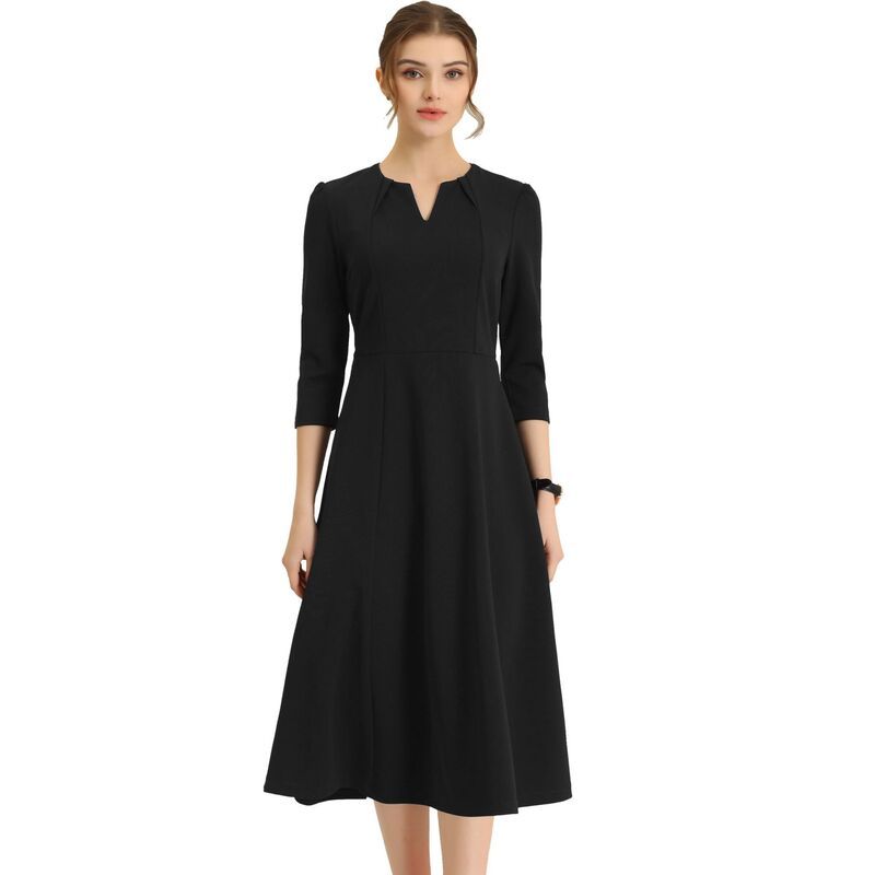 アレグラ ケー レディース トップス ワンピース Vネック A ライン ALLEGRA K Womens Work Officelegant 34 Sleeve V Neck ALine Dress