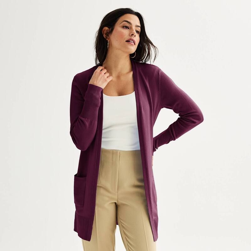 ナインウェスト レディース アウター ニット・セーター カーディガン Womens Nine West Essential Cardigan Plum プラム