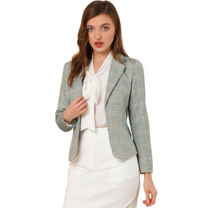 アレグラ ケー レディース アウター ジャケット・ブルゾン ブレザー ALLEGRA K Womens Allover Long Sleeve Notched Lapel Open Front Bla