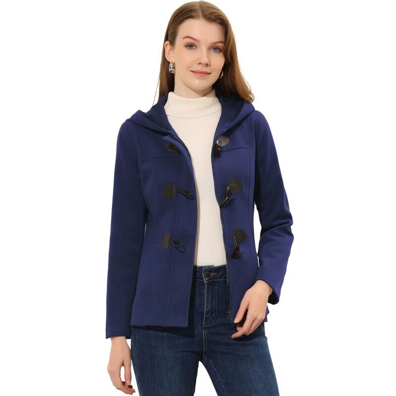 アレグラ ケー レディース アウター ジャケット・ブルゾン コート クロップド ALLEGRA K Womens Toggle Duffle Coat Zipper Front Solid Cropp