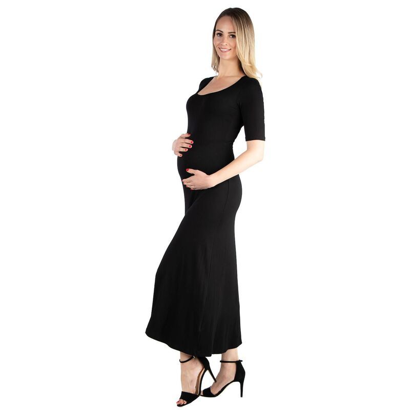 24 セブンコンフォート レディース トップス ワンピース マタニティ マキシ Maternity 24Seven Comfort Apparel Casual Maxi Dress Black ブラ