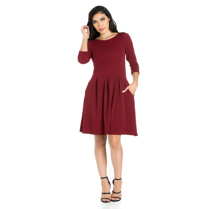 24 セブンコンフォート レディース トップス ワンピース Womens 24seven Comfort Apparel Fit and Flare Dress with Pockets Red1