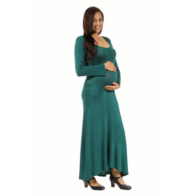 24 セブンコンフォート レディース トップス ワンピース マタニティ マキシ Maternity 24Seven Comfort Apparelong Sleeve Maxi Dress Green