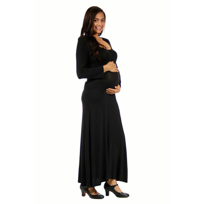 24 セブンコンフォート レディース トップス ワンピース マタニティ マキシ Maternity 24Seven Comfort Apparelong Sleeve Maxi Dress Black