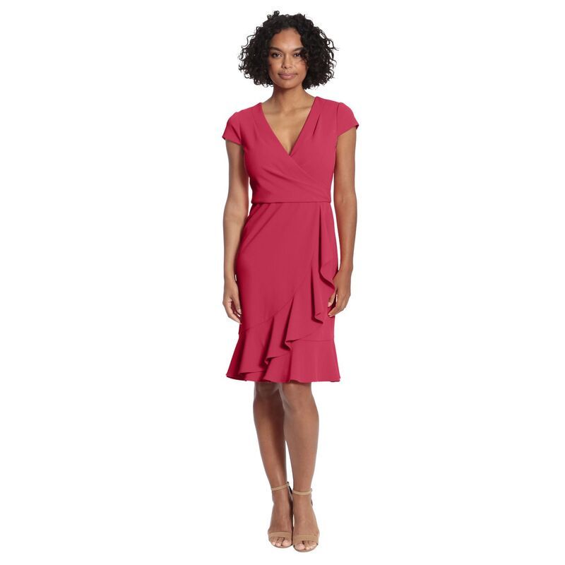 ロンドンタイムス レディース トップス ワンピース フリル Womens London Times Cascade Ruffle FauxWrap Dress Cherry