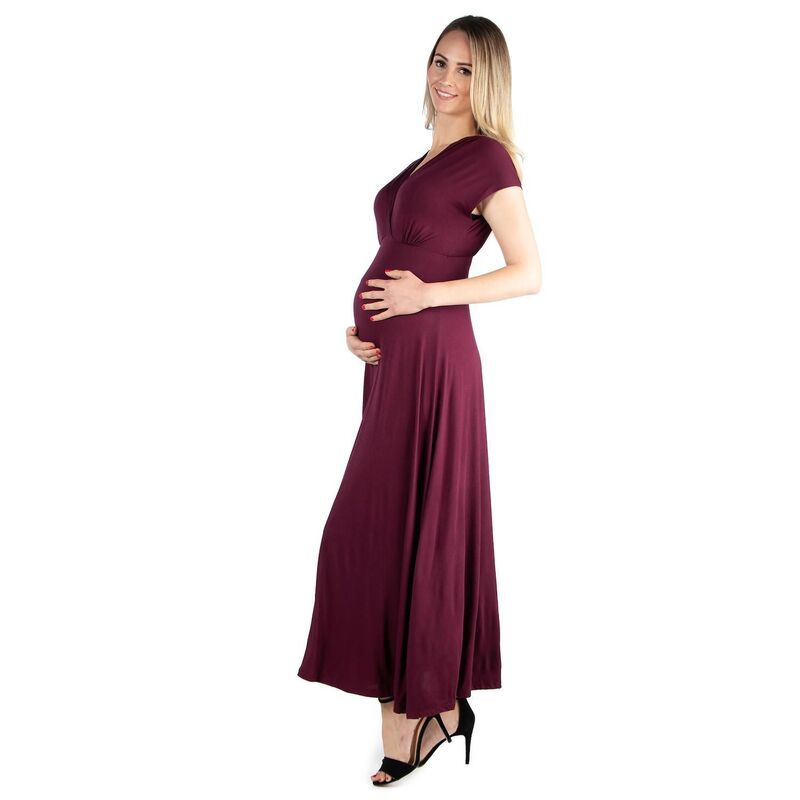 24 セブンコンフォート レディース トップス ワンピース Vネック キャップ マタニティ マキシ Maternity 24Seven Comfort Apparel Cap Sleeve VNeck