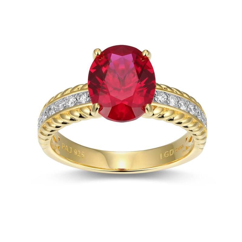 アンブランデッド レディース アクセサリー リング Unbranded 18k Gold Over Silver LabCreated Ruby 15 CaratW LabGrown Diamond