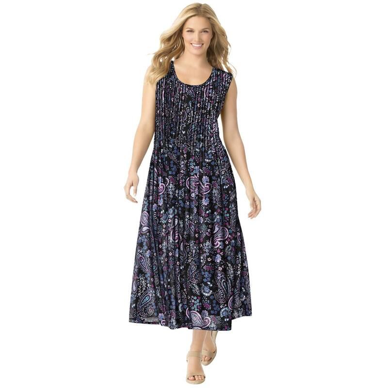 ウーマン ウィズイン レディース トップス ワンピース プラスサイズ プチ ノースリーブ Woman Within Womens Plusize Petite Pintucked Sleeveless