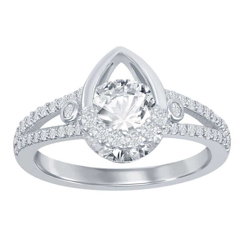 アンブランデッド レディース アクセサリー リング Unbranded Sterling Silver Teardrop Cubic Zirconia Round Spinning Ring Ster
