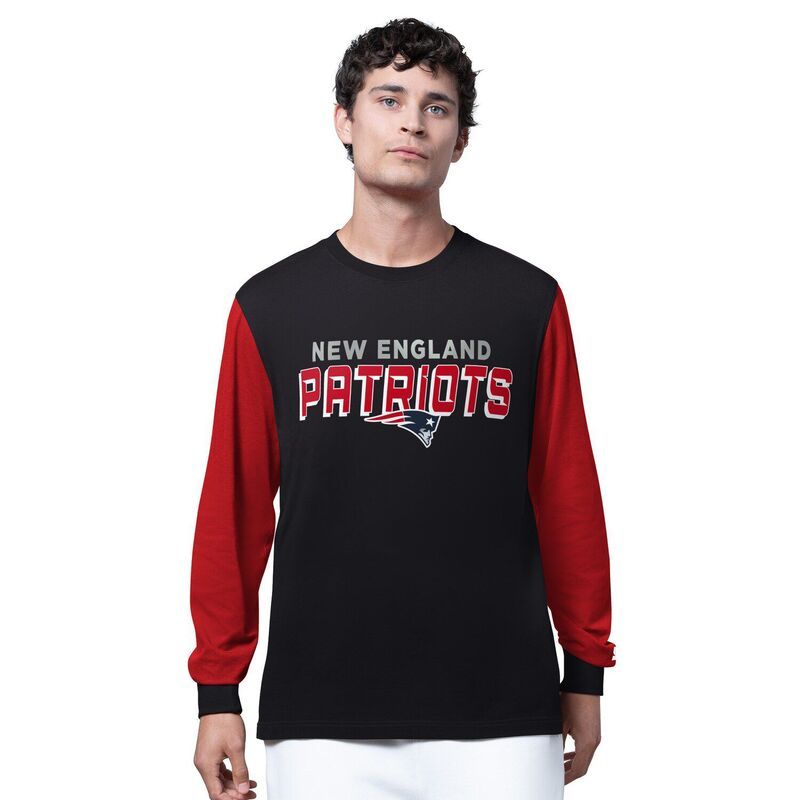 スターター メンズ トップス Tシャツ Menstarter Black New England Patriots Thursday Night Gridiron Long Sleeve TShirt