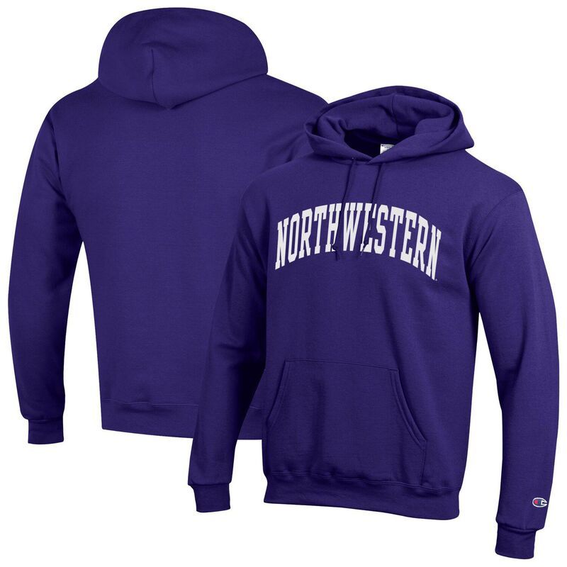 チャンピオン メンズ トップス Tシャツ フリース パーカー Mens Champion Purple Northwestern Wildcats Basic Arch Fleece Pullover