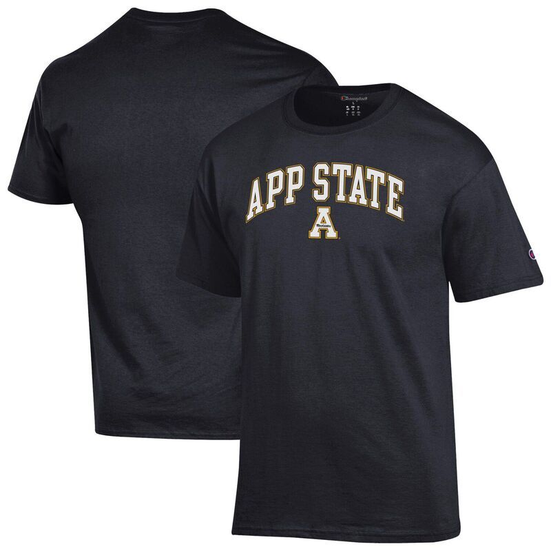 チャンピオン メンズ トップス Tシャツ ロゴ MensChampion Black Appalachian State Mountaineers Arch Over Logo TShirt App