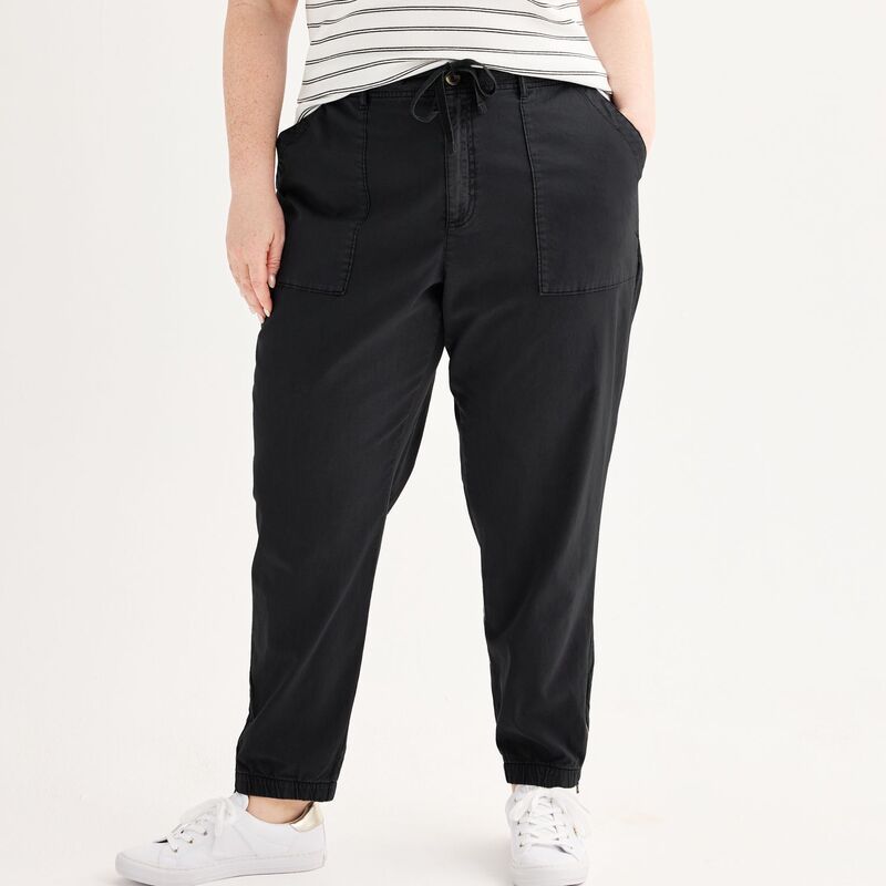 ソノマ レディース ボトムス カジュアルパンツ プラスサイズ Plusize Sonoma Goods For Life Core Utility Jogger Pants Pitch Black ブ