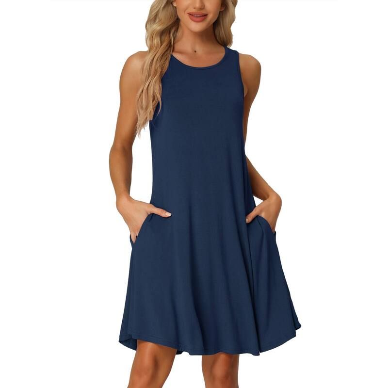 cheibear レディース アンダーウェア ナイトウェア シャツ ノースリーブ cheibear Womens Nightshirt Sleeveless Tank Dress Basic Slee