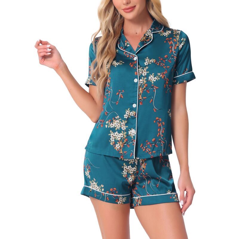 cheibear レディース アンダーウェア ナイトウェア ボタンダウン ショートパンツ ダウン cheibear Womensleepwear Button Down Tops With Short