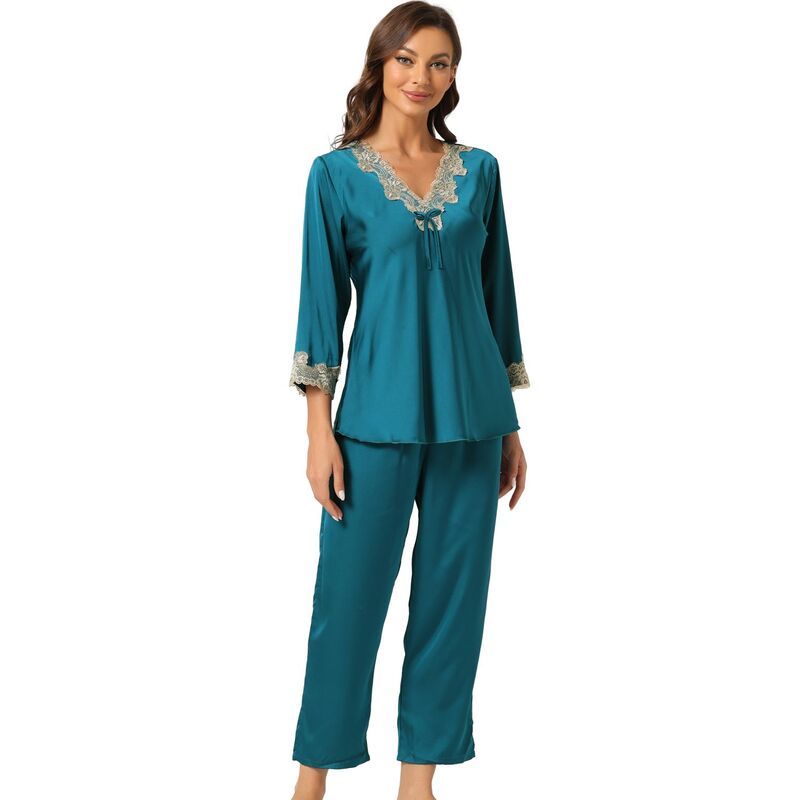 アレグラ ケー レディース アンダーウェア ナイトウェア ALLEGRA K Womens Pajama Setsleepwear Soft Female Night Suit Lounge Sets