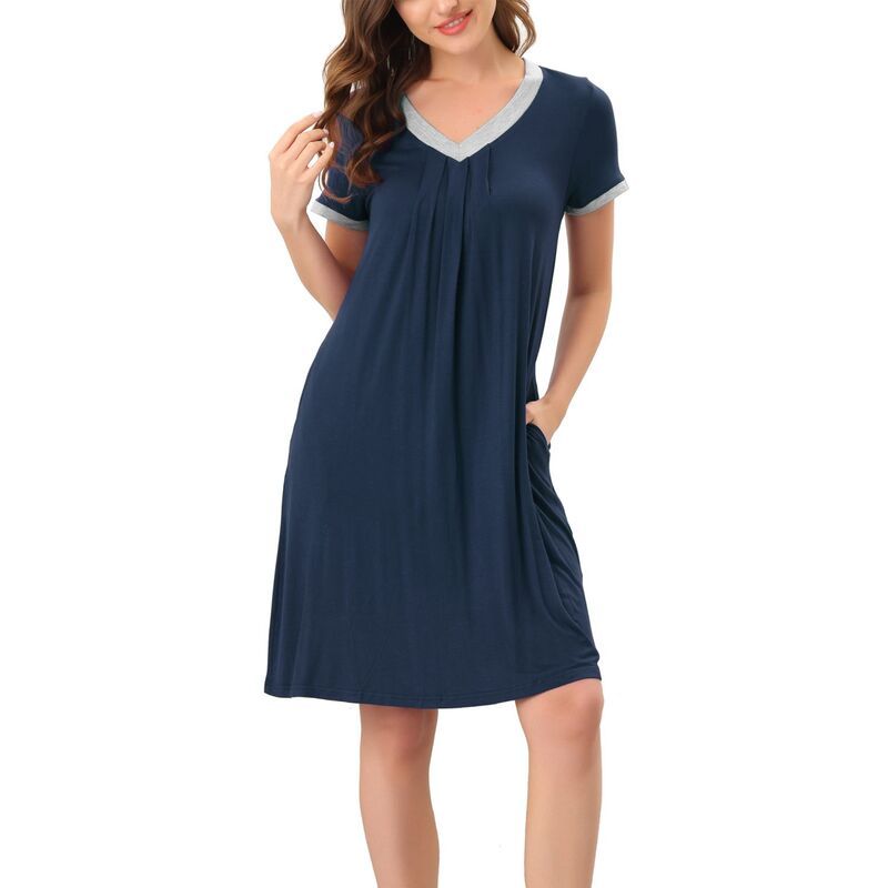 cheibear レディース アンダーウェア ナイトウェア Vネック シャツ cheibear Womens Pajama Dress Nightshirt Sleepwear VNeck with