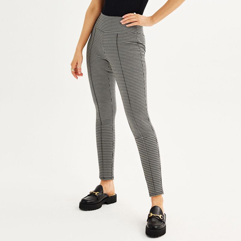 ナインウェスト レディース ボトムス カジュアルパンツ レギンス Womens Nine West Seamed Ponte Leggings Tan Houndstooth タン