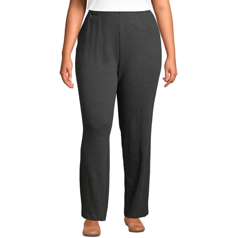 ランズエンド レディース ボトムス カジュアルパンツ ハイウエスト プチ ニット Petite Lands End Sport Knit High Waist Pants Dark Charcoal