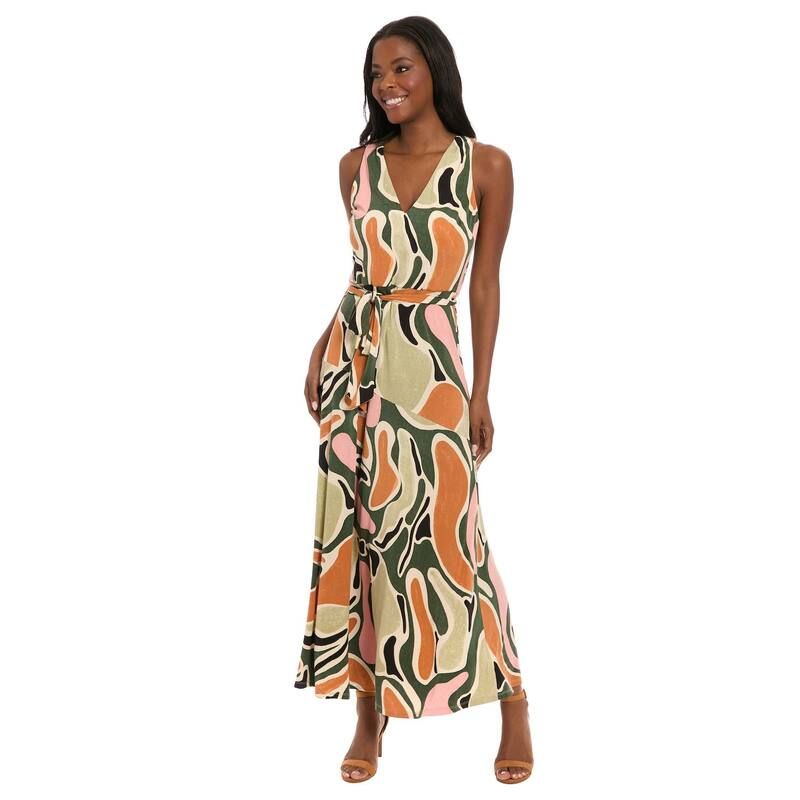 ロンドンタイムス レディース トップス ワンピース Vネック アシンメトリー マキシ Womens London Times VNeck Asymmetrical Hip Seamaxi Dress