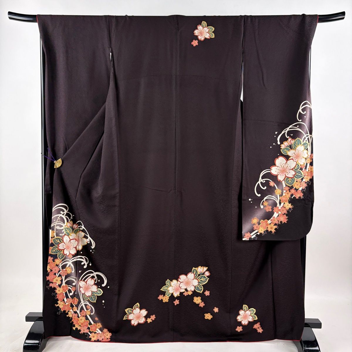 美品】 振袖 身丈168cm 裄丈67.5cm L 袷 袋帯フルセット 桜 波頭 金彩