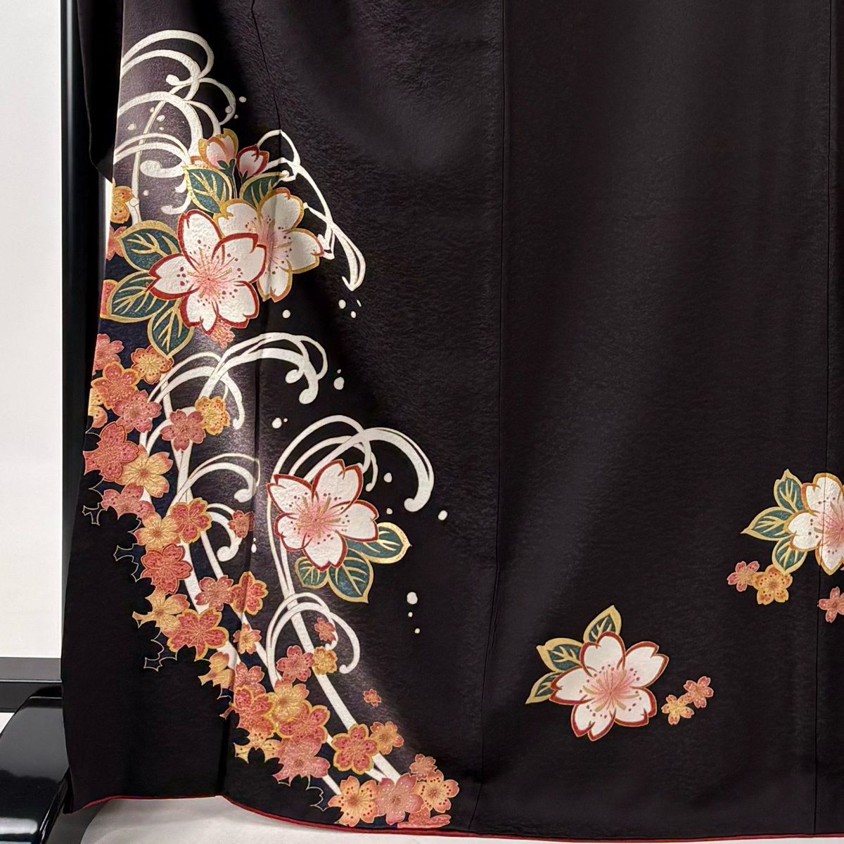 美品】 振袖 身丈168cm 裄丈67.5cm L 袷 袋帯フルセット 桜 波頭 金彩