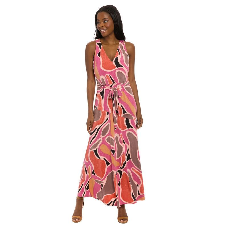 ロンドンタイムス レディース トップス ワンピース Vネック アシンメトリー マキシ Womens London Times VNeck Asymmetrical Hip Seamaxi Dress