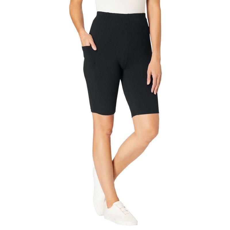 ウーマン ウィズイン レディース ボトムス ハーフパンツ・ショーツ プラスサイズ Woman Within Womens Plusize Pocket Bike Short Black ブラック