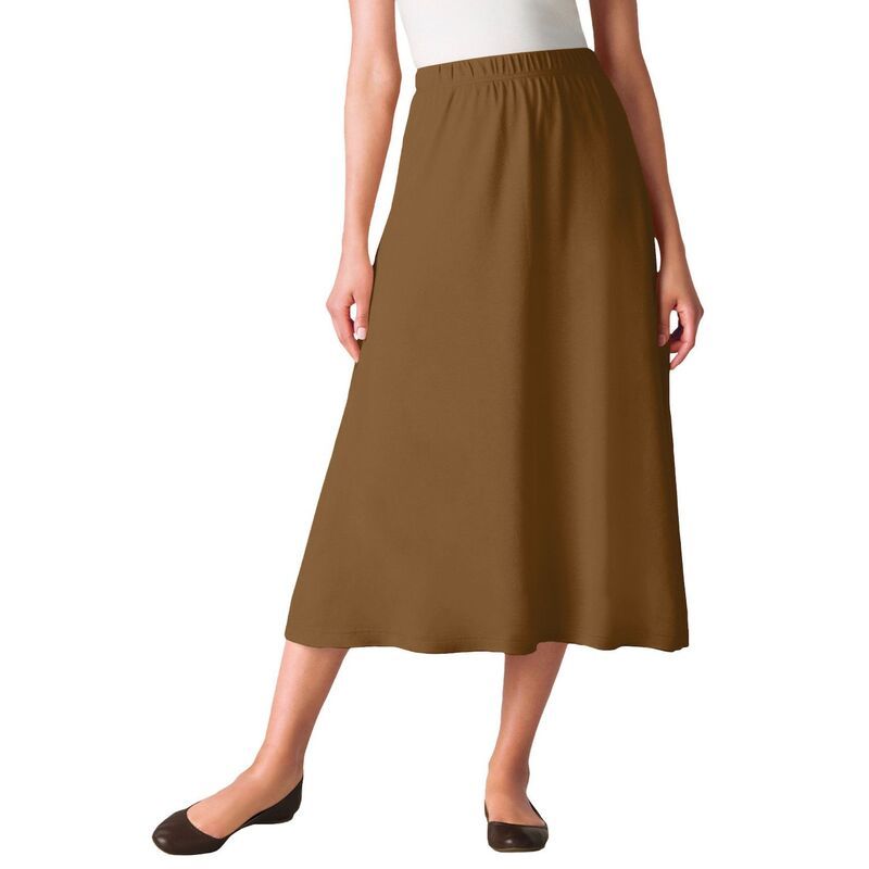ウーマン ウィズイン レディース ボトムスカート A ライン プラスサイズ ニット Woman Within Womens Plusize 7Day Knit ALine Skirtoffee