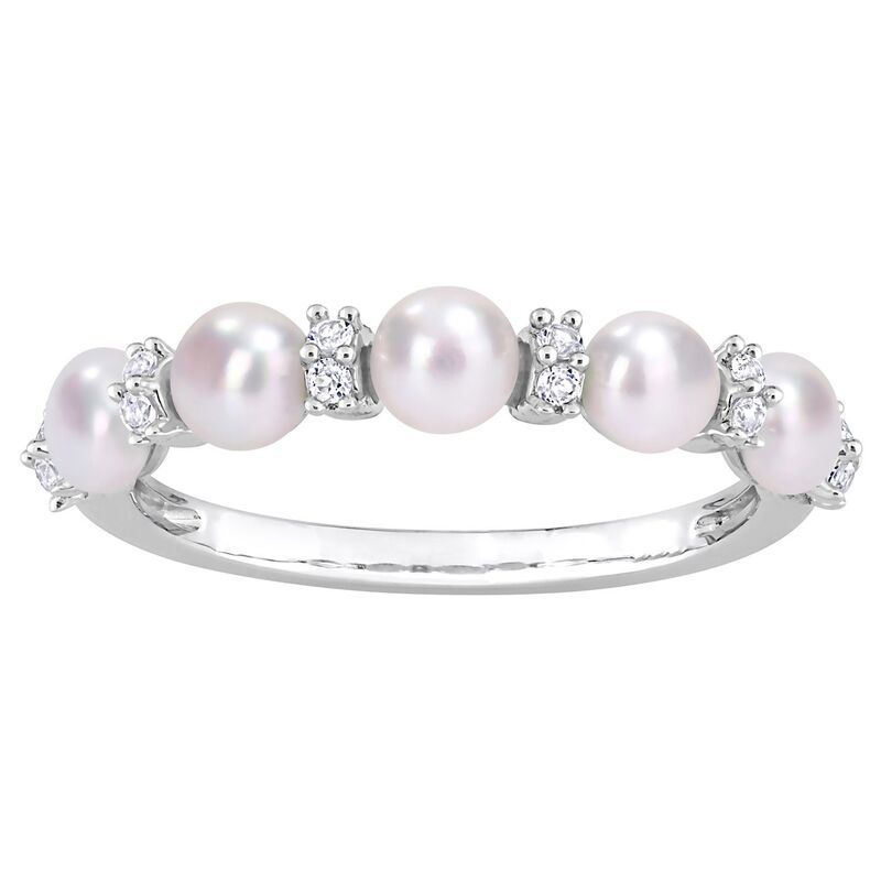 ステラ グレース レディース アクセサリー リング Stella Grace Sterling Silver Freshwater Cultured Pearl White Topaz Wedding