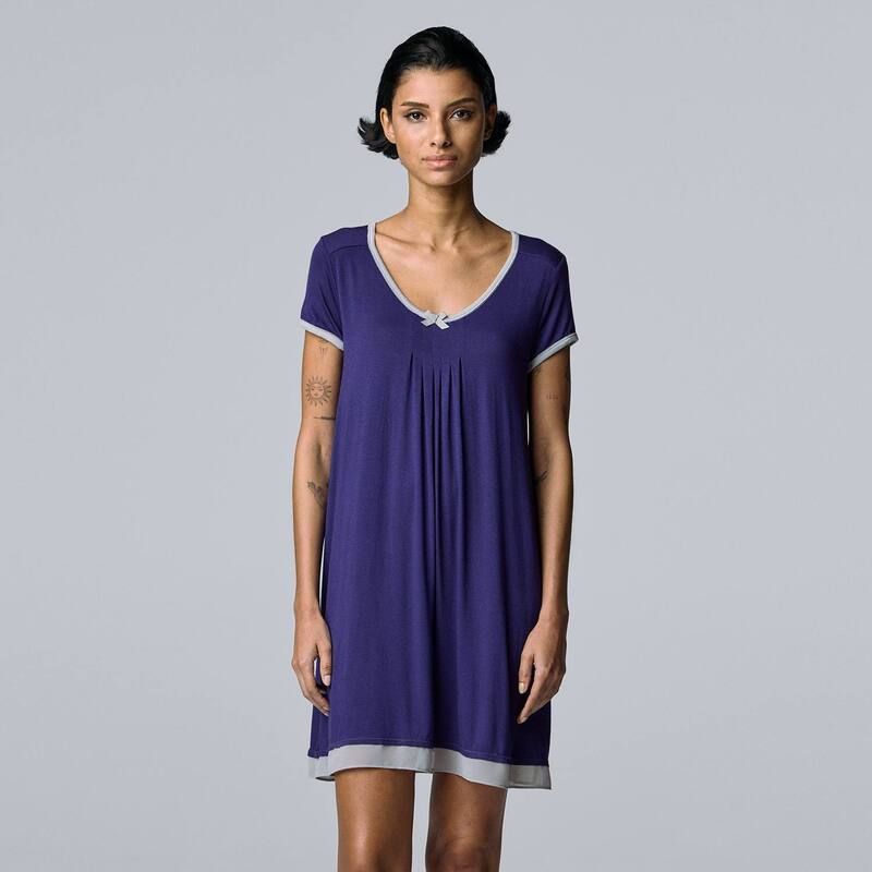 ヴェラウォン レディース アンダーウェア ナイトウェア シャツ Womensimply Vera Wang Basic Luxury Sleepshirt Navy ネイビー