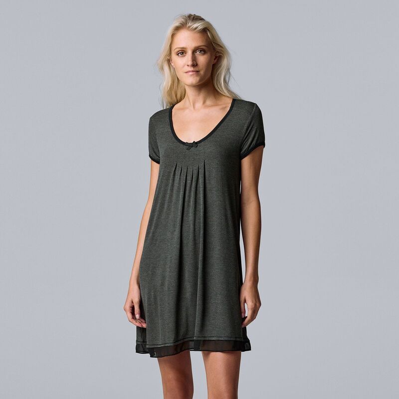 ヴェラウォン レディース アンダーウェア ナイトウェア シャツ Womensimply Vera Wang Basic Luxury Sleepshirt Heather Charcoal チャコール
