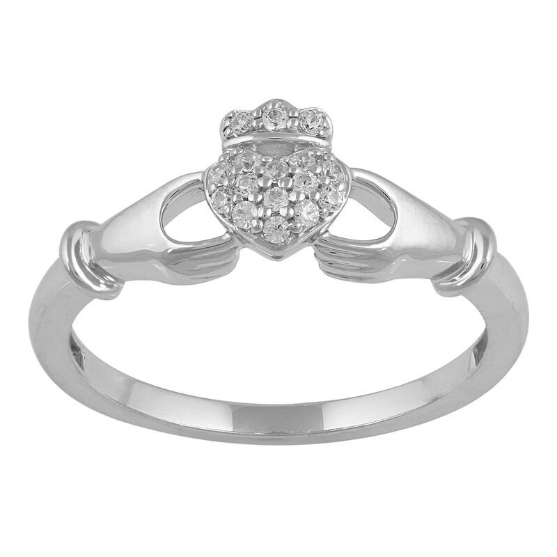 アンブランデッド レディース アクセサリー リング Unbranded Sterling Silver 110 CaratW Diamond Claddagh Ring Sterling Silver
