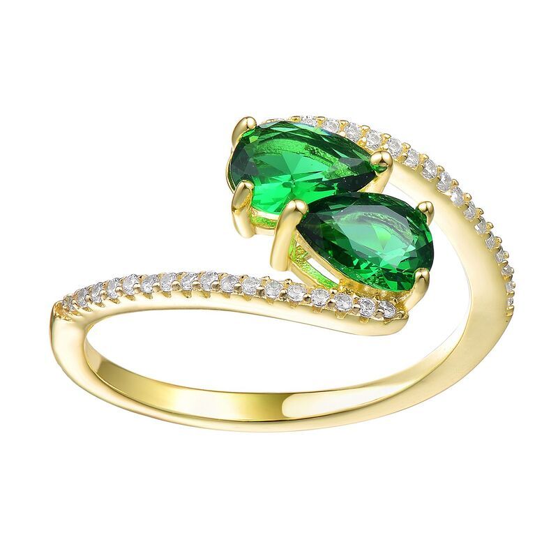 アンブランデッド レディース アクセサリー リング Unbranded 14k Gold over Sterling Silver Cubic Zirconia Bypass Engagement R