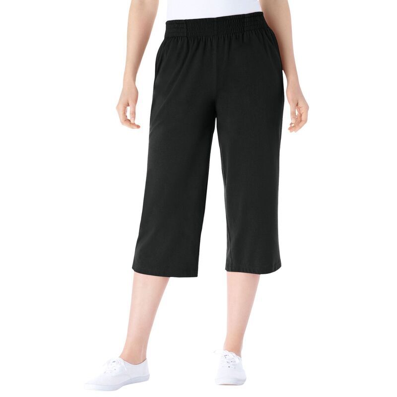 ウーマン ウィズイン レディース ボトムス カジュアルパンツ プラスサイズ キャップ ニット Woman Within PlusizelasticWaist PullOn Knit Pocket Ca