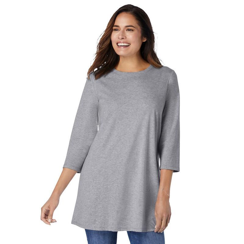 ウーマン ウィズイン レディース トップス Tシャツ クルーネック プラスサイズ Woman Within Plusize PerfecthreeQuarter Sleeve Crewneck Tun