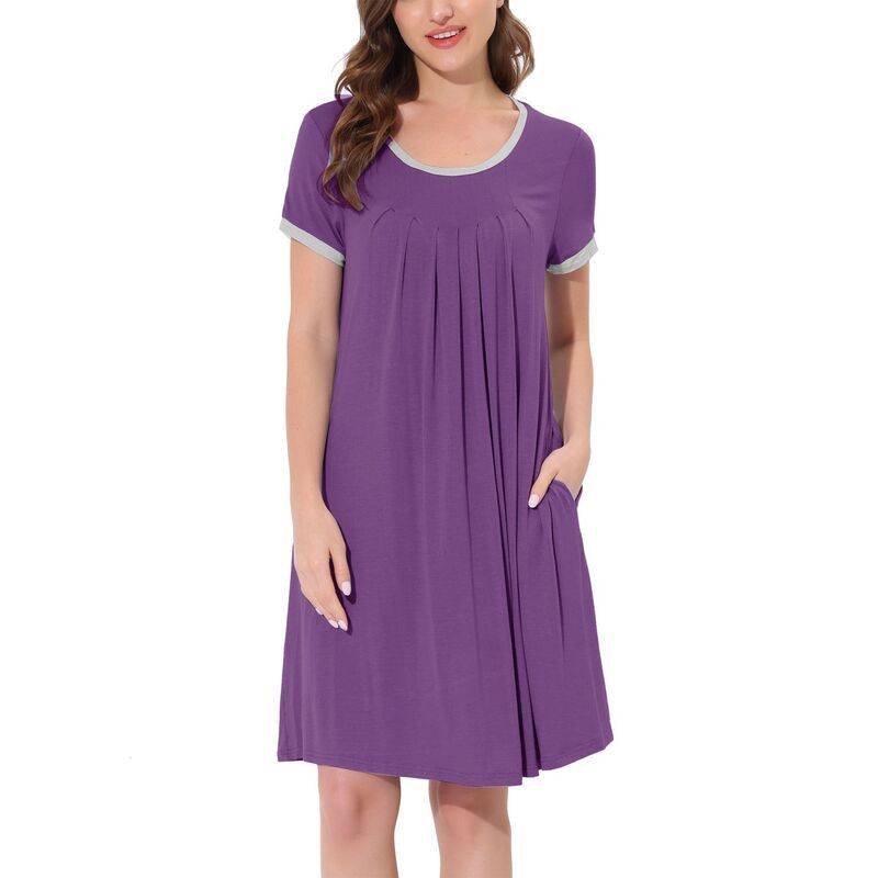 cheibear レディース アンダーウェア ナイトウェア シャツ cheibear Womensleepwear Pajama Dressoft Nightshirt with Pockets Lo